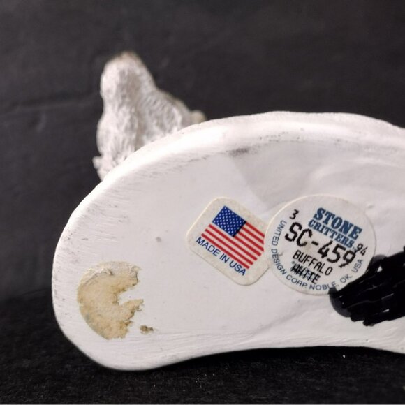 Stone Critters White Buffalo Figurine SC-459 UDC 1992 4" Animal Bison Statue - Picture 3 of 9